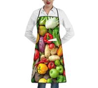 JEJEA Grembiule da cucina con stampa di frutta e verdura fresca resistente all'acqua e all'olio, grembiule da cucina da chef per donne e uomini