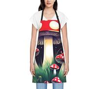 JEJEA Grembiule da cucina con stampa di funghi magici, resistente all'acqua, con tracolla regolabile per il collo, da chef per donne