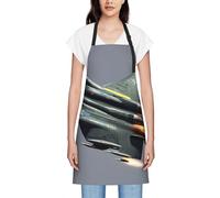 JEJEA Grembiule da cucina con stampa Jet Fighter, resistente alle gocce d'acqua, con tracolla regolabile per il collo, da chef per donne