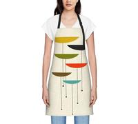 JEJEA Grembiule da cucina con stampa moderna di metà secolo, resistente all'acqua, con tracolla regolabile per il collo, da chef per donne