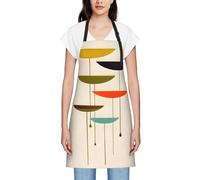 JEJEA Grembiule da cucina con stampa moderna di metà secolo, resistente all'acqua, con tracolla regolabile per il collo, da chef per donne