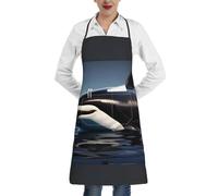 JEJEA Grembiule da cucina con stampa orca killer whale, resistente all'acqua e all'olio, grembiule da cucina da chef per donne e uomini