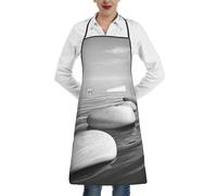 JEJEA Grembiule da cucina grigio con stampa di pietre zen, resistente all'acqua e all'olio, grembiule da cucina da chef per donne e uomini