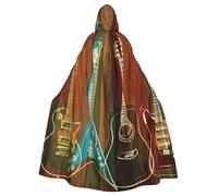 JEJEA Guitars Art Print Witch Wizard mantello con cappuccio, mantello per feste di Halloween per adulti, per costume cosplay da strega e vampiro
