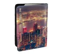 JEJEA Hong Kong Stampa Travel Organizer Porta Carte di Credito Caso Passaporto BookPassport Holder Cover Portafoglio forTraveling, Nero , Taglia unica