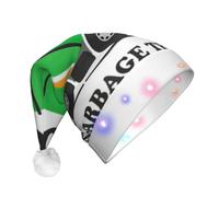 JEJEA I Love Garbage Trucks Stampa Cappello di Babbo Natale Adulto Led, Cappello di Natale con Luci per Donne E Uomini Rifornimenti per Capodanno