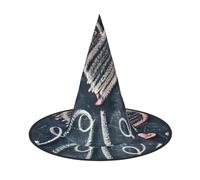 JEJEA I Love You Words With Hearts Print Women Large Witch Hat Witch Hat Witches Cappelli Halloween Cosplay Party Accessorio