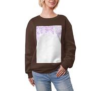 JEJEA Incorniciatura Fiori Lilla In Fiore Stampa Inverno Pile Foderato Caldo Casual Tops, Donna Oversize Manica Lunga Pullover Felpa Moda, Caff, XS