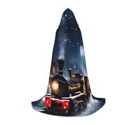 JEJEA Inverno Natale Neve Notte Ferrovia Treno Stampa Halloween Cosplay Festa di Natale Abiti con Cappuccio Mago Accappatoio Halloween Mantello Medievale Rinascimento