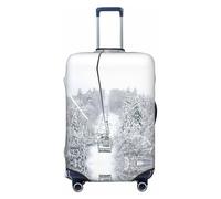 JEJEA Inverno Vecchio Cavo Ski Lift Stampa Valigie Copertura di Viaggio Copertura Dei Bagagli Valigie Lavabile Coperture Anti-Graffio, Nero , L