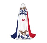 JEJEA Iowa State Flag Print Halloween Cosplay Festa di Natale Abiti con cappuccio Mago Veste Halloween Mantello medievale Rinascimento