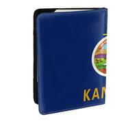 JEJEA Kansas State Flag Print Travel Organizer Porta carte di credito passaporto BookPassport Holder Cover Wallet forTraveling, Nero , Taglia unica