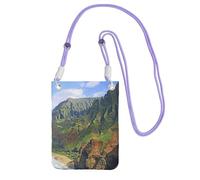 JEJEA Kauai Hawaii Seashore stampa borsa a tracolla per telefono per donne e uomini, tracolla regolabile per telefono, per viaggi e shopping, Viola, Taglia unica