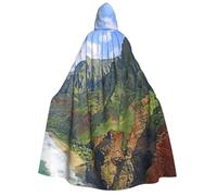 JEJEA Kauai Hawaii Seashore stampa Halloween mantello con cappuccio mantello unisex per cosplay, feste di Natale bomboniere abiti streghe