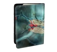 JEJEA Libellula sul Fiore Stampa Organizzatore di Viaggio Porta Carte di Credito Porta Passaporto Libro Porta Passaporto Copertina Portafoglio per Viaggi, Nero , Taglia unica