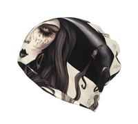 JEJEA Magic Witch Witchcraft Bohemian Print Slouchy Beanie per donne e uomini, caldo berretto morbido antivento chemio cap stretch Skull Cap, Nero , S