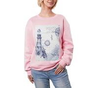 JEJEA Maglia invernale con stampa di bussola nautica a vela foderata in pile caldo casual, da donna, oversize a maniche lunghe, felpa alla moda, rosa, S