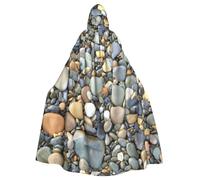 JEJEA Mantello con cappuccio da strega mago con stampa di ciottoli, mantello per feste di Halloween, costume da strega e vampiro