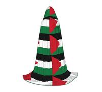 JEJEA Mantello con cappuccio e stampa bandiera della Palestina 1 per Halloween, cosplay, festa di Natale, costume da mago con cappuccio, mantello medievale rinascimentale