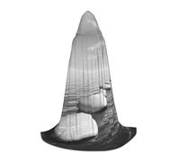 JEJEA Mantello con cappuccio grigio con pietre zen, per Halloween, cosplay, feste di Natale, travestimento da mago con cappuccio, mantello medievale rinascimentale