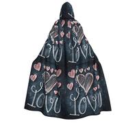 JEJEA Mantello con cappuccio unisex con scritta "I Love You Words with Hearts" per Halloween, per cosplay, feste di Natale e streghe