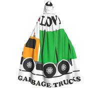 JEJEA Mantello con cappuccio unisex con stampa I Love Garbage Trucks per cosplay, feste di Natale bomboniere abiti da strega