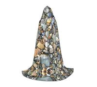 JEJEA Mantello medievale rinascimentale con cappuccio con stampa di ciottoli e pietre, per Halloween, cosplay, feste di Natale