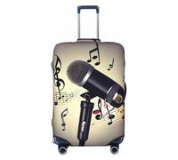 JEJEA Microfono con stampa nota musicale valigia protezione viaggio bagagli copertura valigia lavabile copribagagli antigraffio, Nero , L