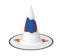 JEJEA Mongolian Flag Map Print Women Large Witch Hat Witch Hat Witches Cappelli Halloween Cosplay Party Accessorio
