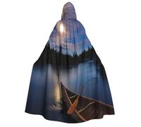 JEJEA Moonlit Canoa Allagash River stampa Halloween mantello con cappuccio mantello unisex per cosplay, feste di Natale bomboniere abiti strega