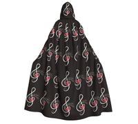 JEJEA Musica Simboli Amore Stampa Halloween Cappuccio Mantello Mantello Unisex per Cosplay, Festa di Natale Bomboniere Strega Abiti