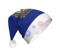 JEJEA New Hampshire State Flag Print Santa Hat Adulto Led, Cappello di Natale Con Luci Per Le Donne E Gli Uomini Di Capodanno Forniture Del Partito