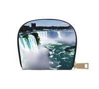 JEJEA Niagara Fall Print Portafoglio porta carte di credito, piccolo portafoglio porta carte con cerniera, porta carte in pelle, bianco, Taglia unica
