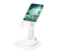 JEJEA Northern Lights Polar Bear Print Supporto cellulare rotante,Supporto per telefono cellulare per scrivania,Supporto per telefono regolabile, per tutti i telefoni