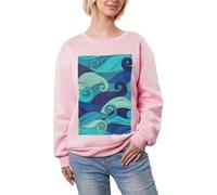 JEJEA Ocean Wave Stampa Inverno Pile Foderato Caldo Casual Tops, Oversize Manica Lunga Pullover Felpa Moda Donna, rosa, L
