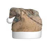JEJEA Old Stained World Map Print Gorros De Navidad Para Adultos, Cappelli di Babbo Natale per divertenti cappelli di Natale, per feste di Natale