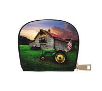 JEJEA Old Tractor Photo Farm Print Credit Card Holder Portafoglio, Piccolo portafoglio porta carte con cerniera, porta carte in pelle, bianco, Taglia unica
