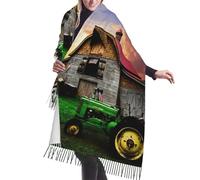 JEJEA Old Tractor Photo Farm Print Faux Cashmere Fringe Scialle - Sciarpa invernale calda da donna, morbida e accogliente per la stagione fredda