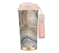 JEJEA Onyx Stone - Tazze isolate in acciaio inox con stampa blu pallido, tazze da caffè a doppia parete, tazza da viaggio per casa e ufficio