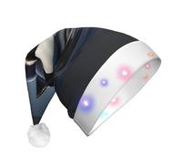 JEJEA Orca Killer Whale Stampa Cappello di Babbo Natale Adulto Led, Cappello di Natale Con Luci Per Donne E Uomini Capodanno Party Forniture