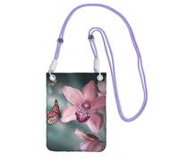 JEJEA Orchidea Fiore Farfalla Morbida Fresco Stampa Primavera Borsa A Tracolla Per Le Donne Uomini Del Telefono Borsa Della Cinghia Regolabile, Per, Viola, Taglia unica