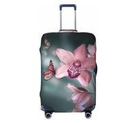 JEJEA Orchidea Fiore Farfalla Morbida Fresco Stampa Primavera Valigie Copertura Protettiva Bagagli Da Viaggio Copertura Bagagli Lavabile Anti-Graffio, Nero , S