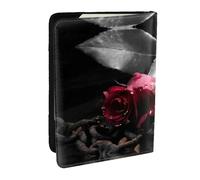 JEJEA Organizer da viaggio con stampa gotica con rose nere, porta carte di credito, passaporto, libro, passaporto, portafoglio per viaggi, Nero , Taglia unica