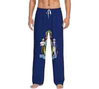 JEJEA Pantaloni del pigiama della stampa della bandiera dello stato del Maine degli uomini, pantaloni del pigiama di flanella Pj morbido casual pantaloni loungewear per la casa, Nero , XXL