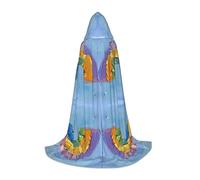 JEJEA Piccolo arcobaleno stampa Halloween Cosplay festa di Natale abiti con cappuccio mago mantello di Halloween medievale rinascimento