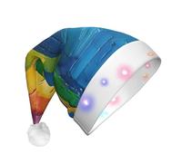 JEJEA Piccolo Arcobaleno Stampa Santa Cappello Adulto Led, Cappello di Natale Con Luci Per Le Donne E Gli Uomini Rifornimenti Del Partito