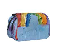 JEJEA Piccolo astuccio portapenne con stampa arcobaleno per matite e trucchi multiuso per Adluts, Nero , Taglia unica, Beauty case