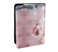 JEJEA Pink Christmas Ball Print Travel Organizer Porta carte di credito passaporto BookPassport Holder Cover Wallet forTraveling, Nero , Taglia unica