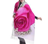 JEJEA Pink Rose1 Stampa Stampa Faux Cashmere Frange Scialle - Calda sciarpa invernale da donna, morbida avvolgente per il freddo