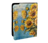 JEJEA Pittura a olio Stampa Girasole Organizzatore di Viaggio Porta Carte di Credito Caso Passaporto BookPassport Holder Cover Portafoglio for, Nero , Taglia unica